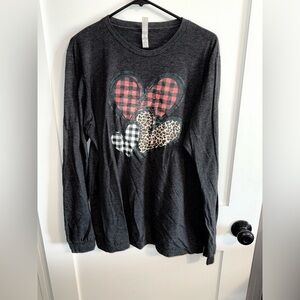 Bella Canvas Womens Long Sleeve Shirt with Heart Design